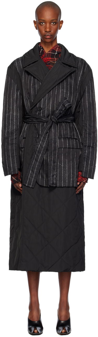 Trenchcoat Jean Paul Gaultier Gaultier Pinstripe Long Coat Sort | 24/31-F-MA020-C065-000001, 0