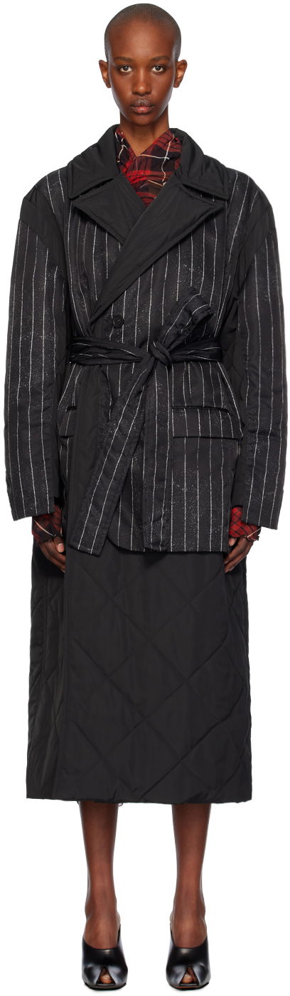 Trenchcoat Jean Paul Gaultier Gaultier Pinstripe Long Coat Sort | 24/31-F-MA020-C065-000001