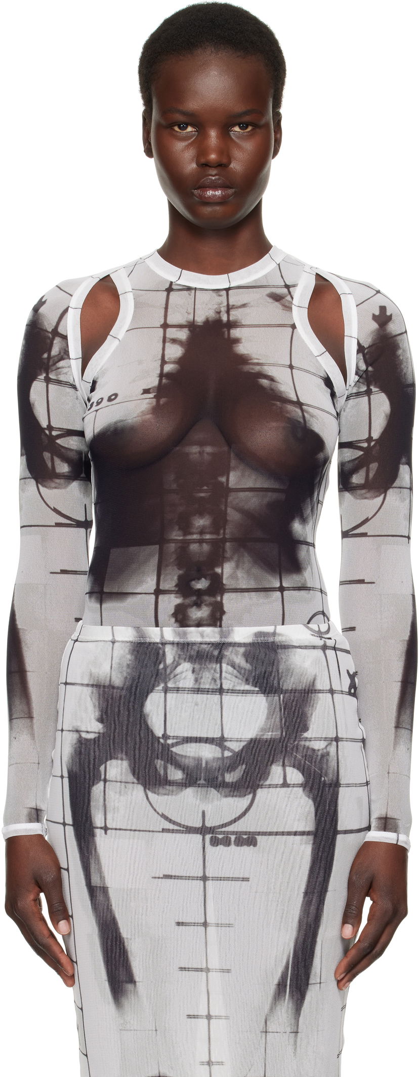 T-shirt Jean Paul Gaultier Jean Paul Gaultier 'The Squeletor' Mesh Top Hvid | 25/33-F-TO243-T580-0100