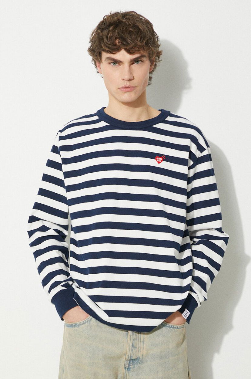 T-shirt Human Made Human Made Striped Long Sleeve T-Shirt Hvid | HM27CS018