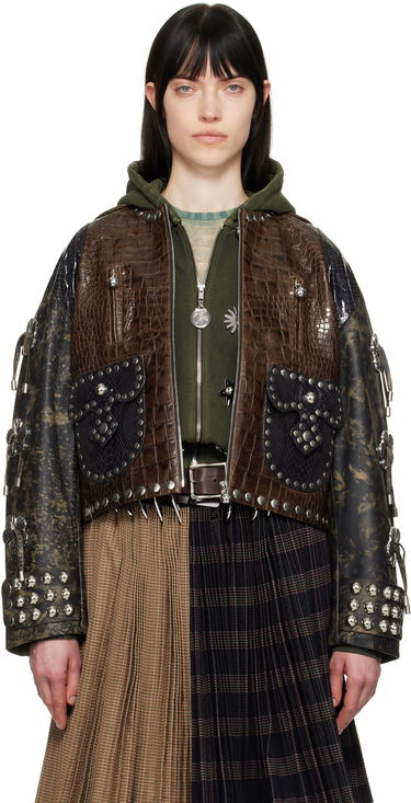 Jakke Chopova Lowena Chopova Lowena Afterclap Studded Cropped Jacket Brun | 5300, 0
