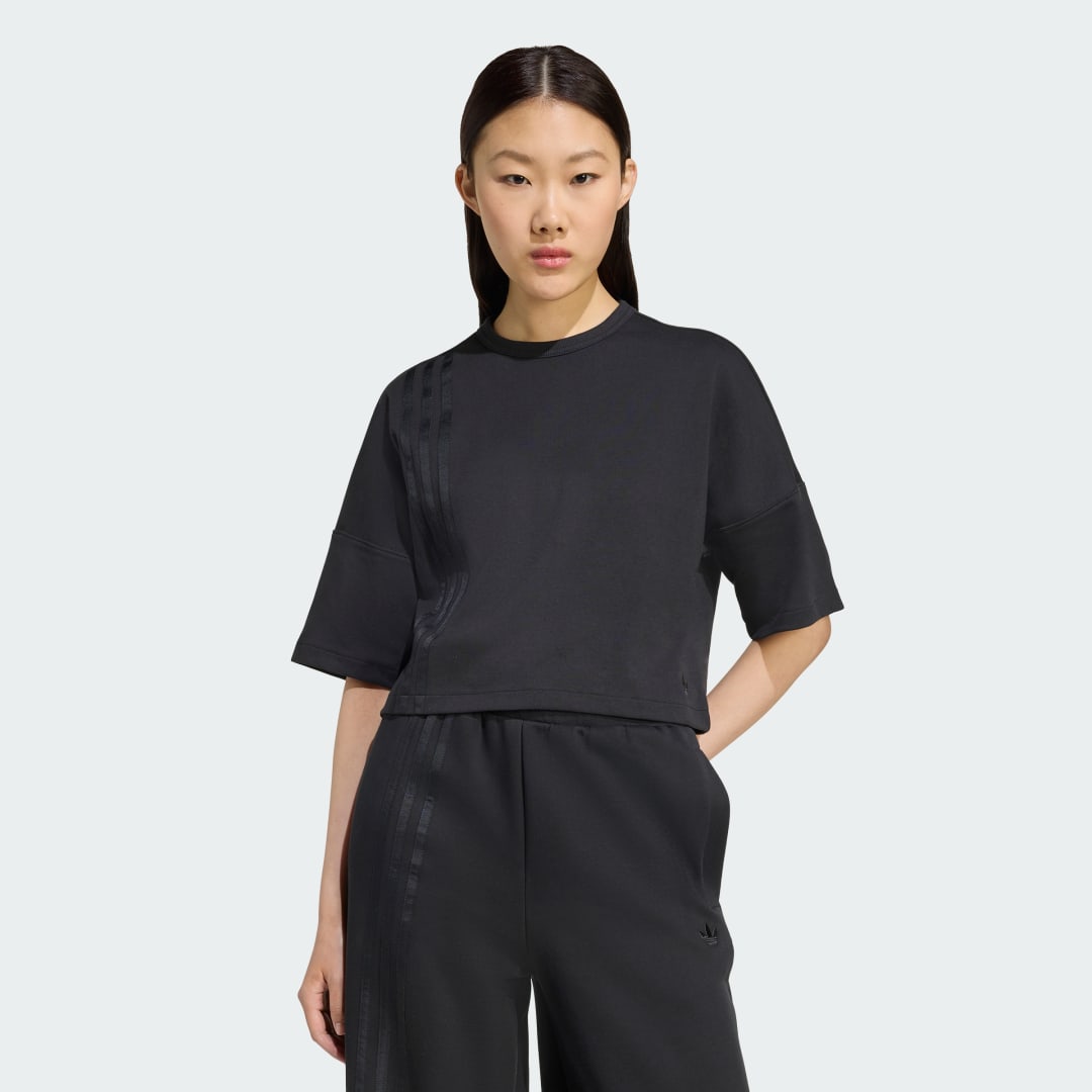 T-shirt adidas Performance Off Placed 3-Stripes Cropped T-Shirt Sort | JX2707, 0
