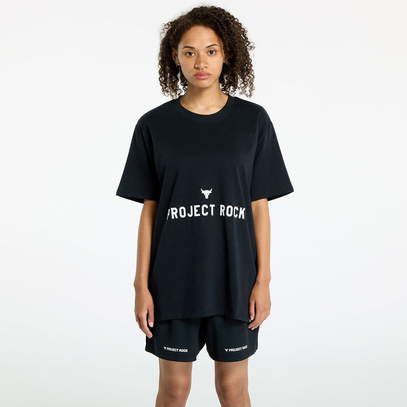T-shirt Under Armour Project Rock Campus Q3 T-Shirt Black/ White Sort | 1386440-001