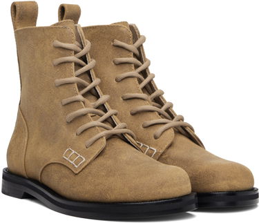 Sneakers og sko JW Anderson JW Anderson Suede Lace-Up Ankle Boots with Contrast Stitching Beige | BT0107-LA0319, 3