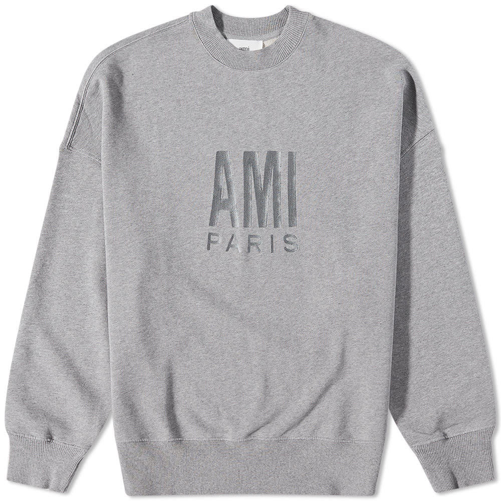 Sweater AMI Paris Crewneck Grå | USW003-731055, 0