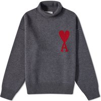 Sweater AMI Paris Large A Heart Roll Neck Knit Grå | BFUKS406-018-084, 1