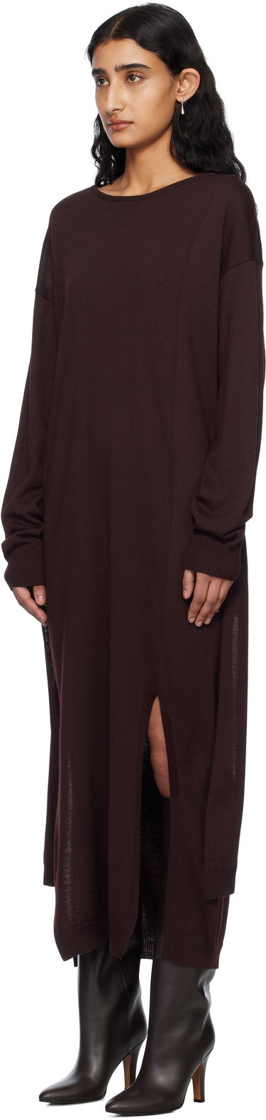 Kjole LEMAIRE LEMAIRE Trompe L'Oeil Knit Maxi Dress Bourgogne | DR1093 LK087, 3
