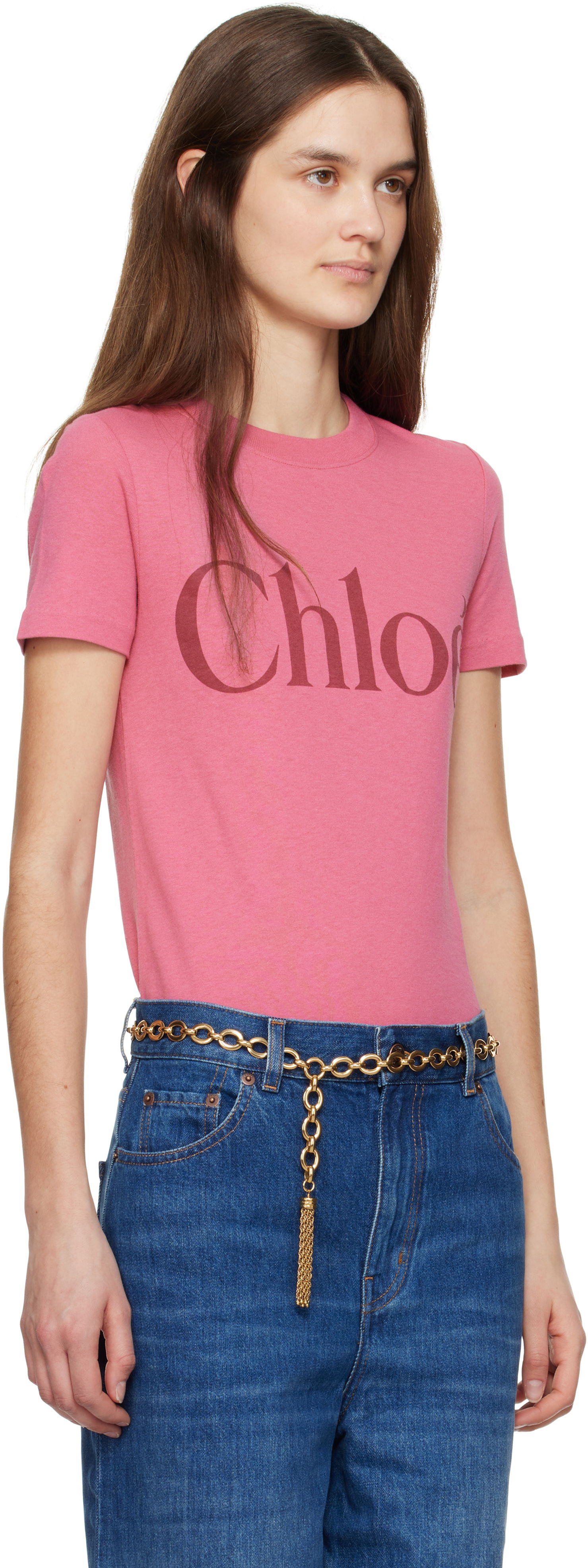 T-shirt CHLOÉ Chloé Baby Fit Logo T-Shirt Lyserød | CH25SJH08192, 1