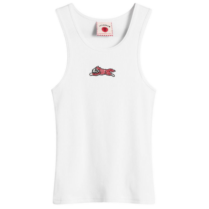 Tanktop BBC IceCream ICECREAM Beaded Running Dog Ribbed Vest Top, Size Large Hvid | ICWW25319-WHT