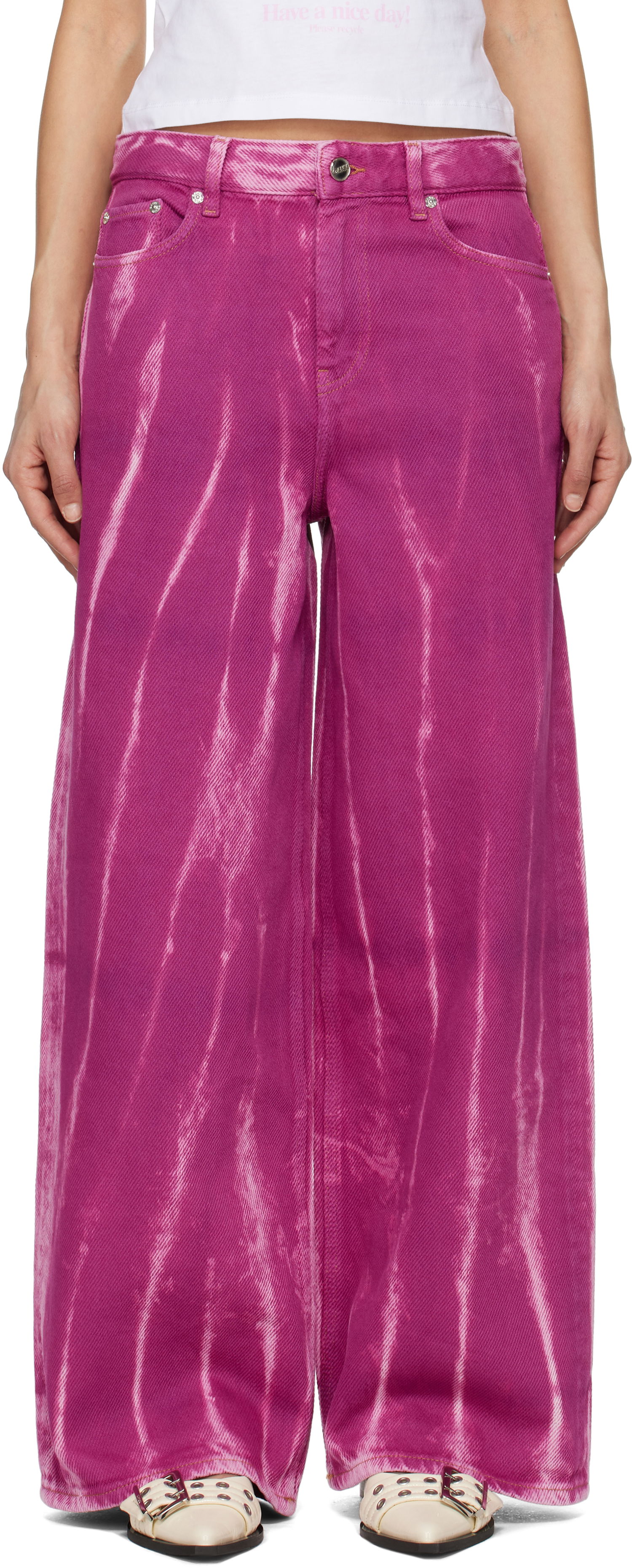 Jeans GANNI GANNI Overdyed Heavy Denim Marri Jeans Lilla | J1671, 0
