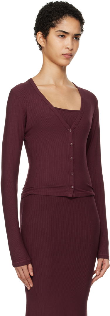 Sweater SKIMS Lounge Knit Cardigan Sort | LS-LST-6742W, 4