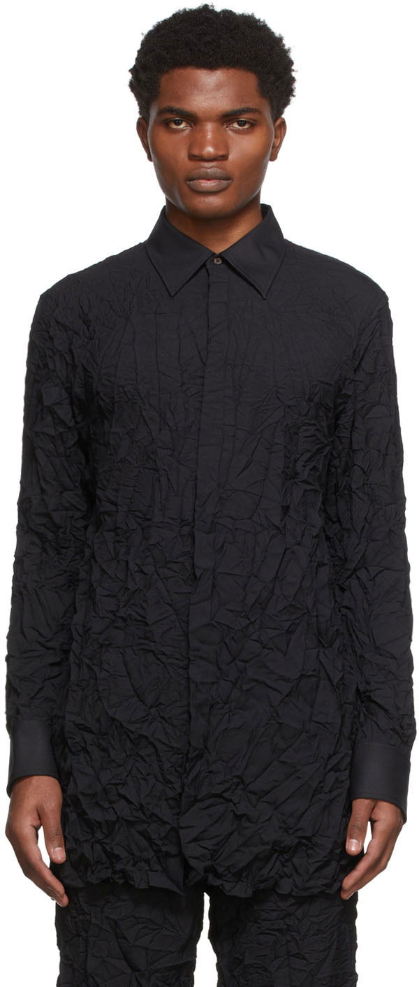 Skjorte Dion Lee Crinkle Button-Up Shirt Sort | C5017S22