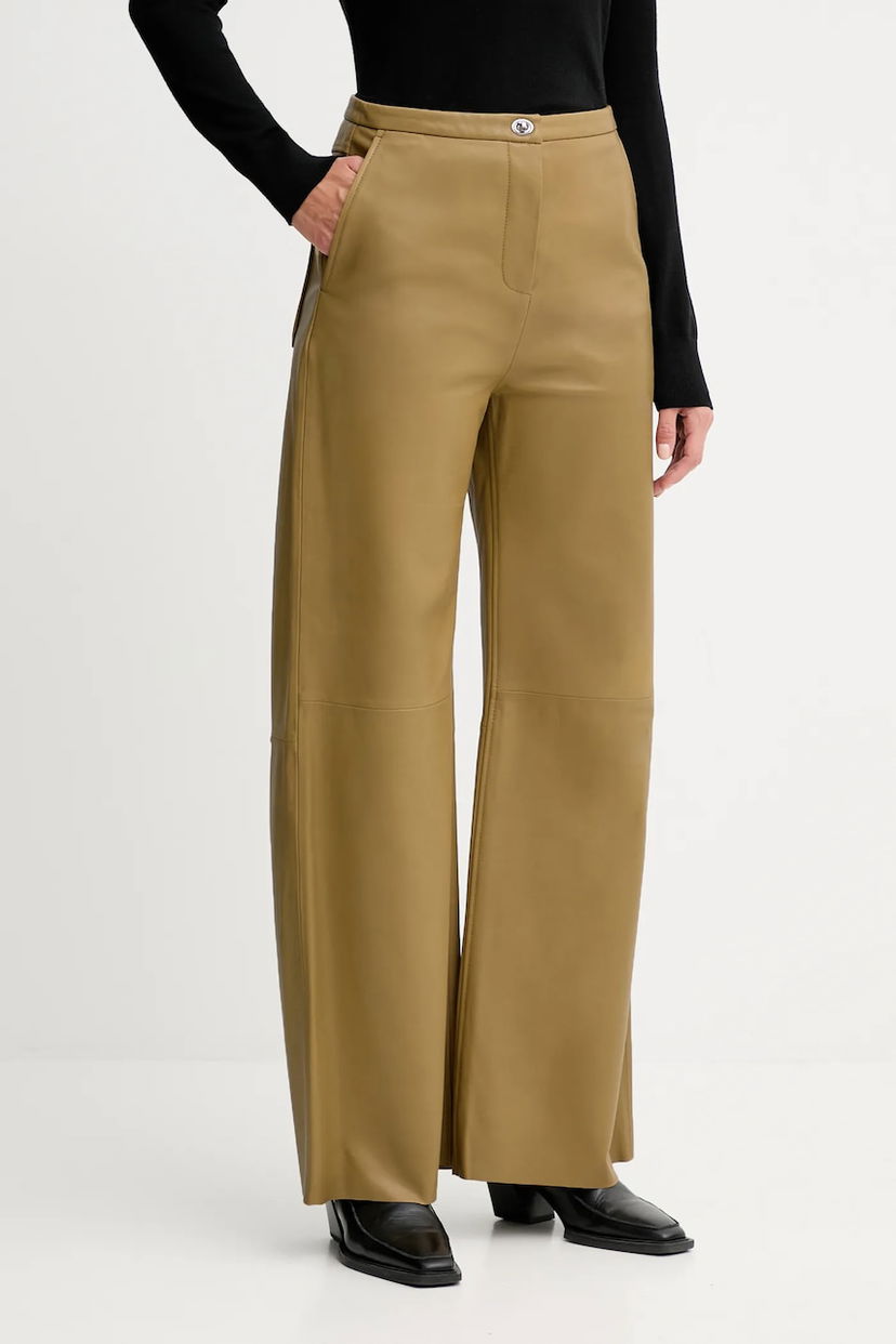 Bukser STAND STUDIO Stand Studio Rowena Wide Leg Leather Pants Beige | 66529.7870