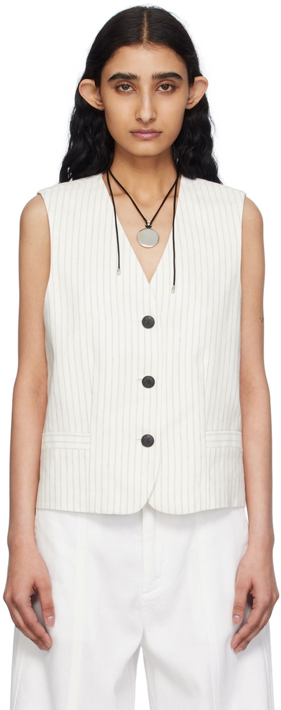 Vest rag & bone Erin Pinstriped Vest Hvid | WAW24P4017LI17, 0