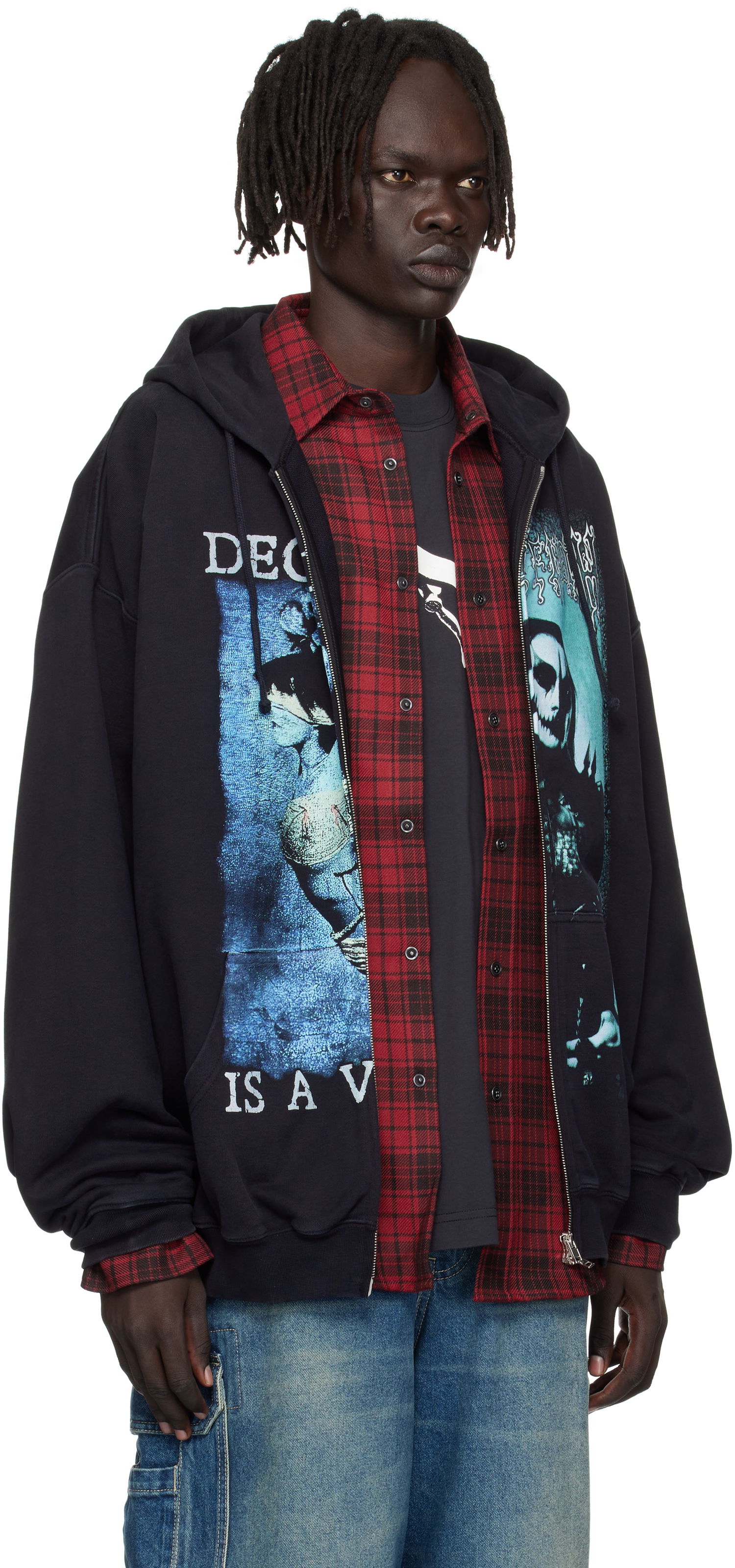 Sweatshirt VETEMENTS Vetements Cradle of Filth Cut-Up Oversized Zip-Up Hoodie Sort | UCF76ZU950BB, 1