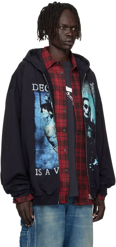 Sweatshirt VETEMENTS Vetements Cradle of Filth Cut-Up Oversized Zip-Up Hoodie Sort | UCF76ZU950BB, 1