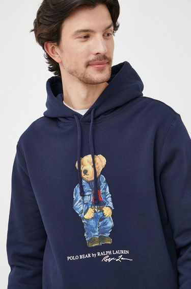 Sweatshirt Polo by Ralph Lauren Graphic Fleece Bear Hoodie Mørkeblå | 710853309001, 0