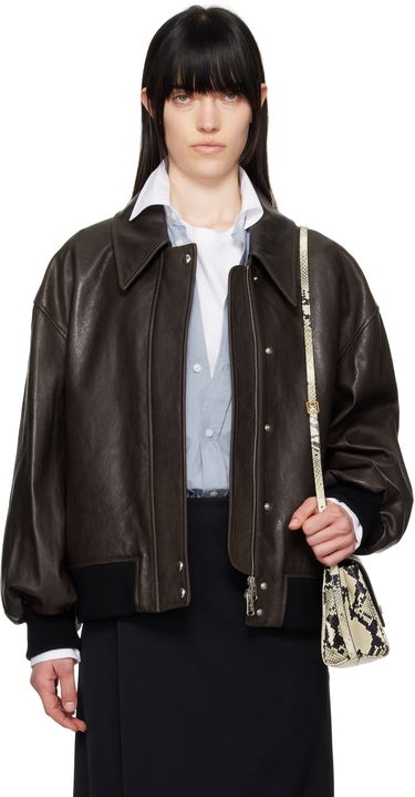 Bomberjakke Khaite Khaite Shelman Leather Jacket Brun | 6166729, 0