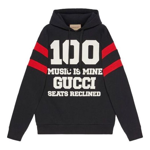 Sweatshirt Gucci Gucci 100 Seats Reclined Cotton Hoodie Sort | 660282-XJDW6-1152
