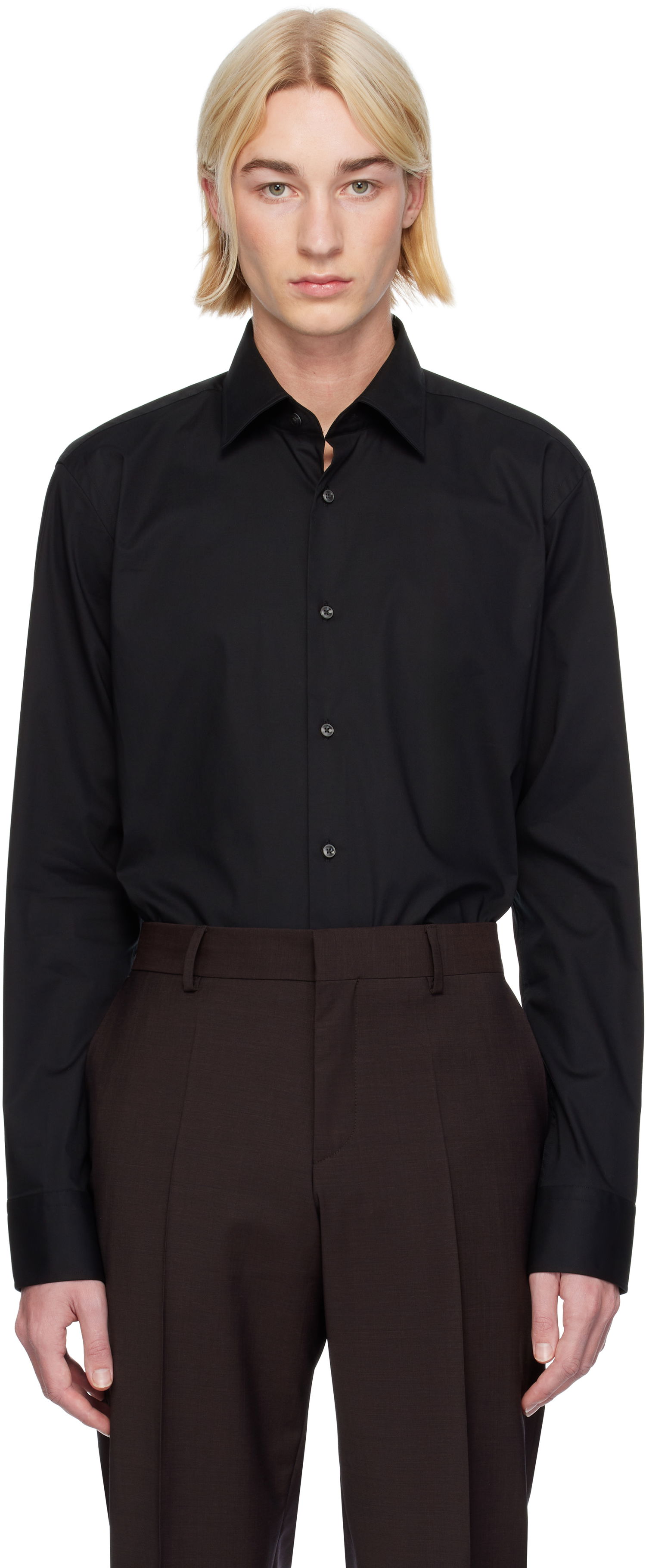 Skjorte BOSS Spread Collar Shirt Sort | 50473265, 0