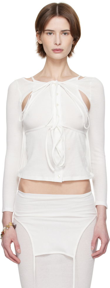 Sweater Eckhaus Latta Eckhaus Latta Flip Crop Top Hvid | 1207-EL-PS25-CH -, 0
