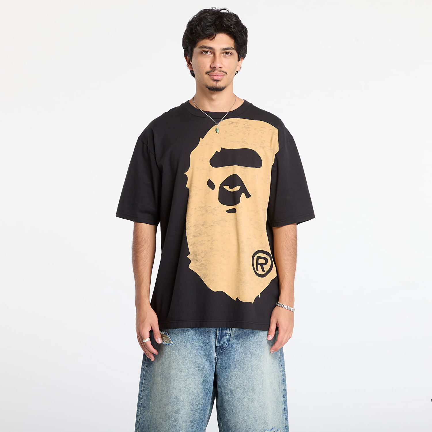 T-shirt BAPE Bleached Big Ape Head Relaxed Fit Tee Sort | 001CSL801003MBLK, 0