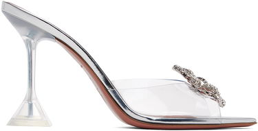 Tilbehør Amina Muaddi Amina Muaddi Rosie Glass Slipper Heeled Sandals Metalisk | ROSIE GLASS SLIPPER CL PVC, 0