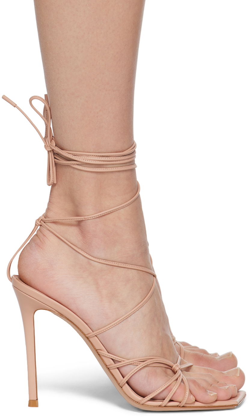 Sneakers og sko Gianvito Rossi Gianvito Rossi Sylvie Lace-Up Heeled Sandals Beige | G32016.15RIC.NAP