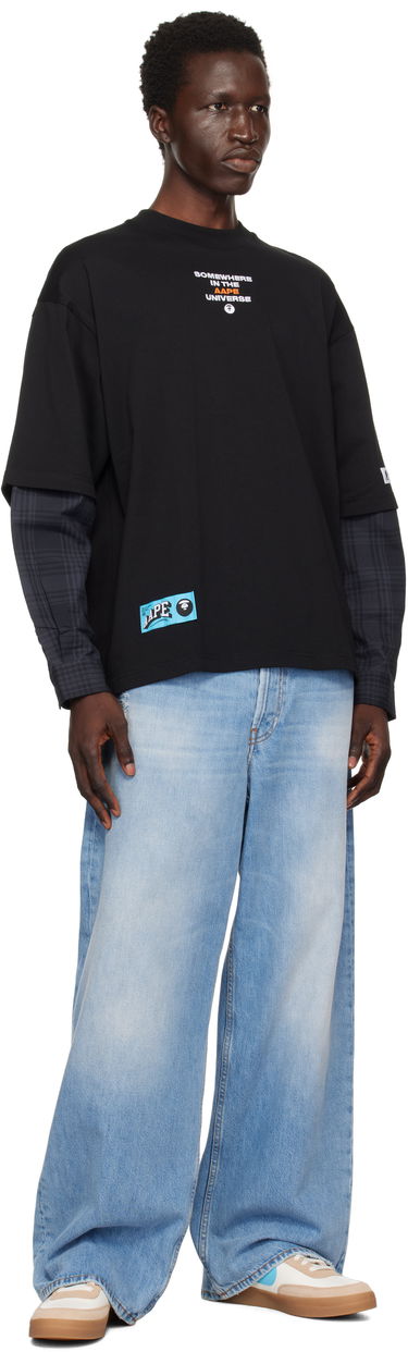 T-shirt AAPE by A Bathing Ape AAPE by A Bathing Ape Faux Layered Long Sleeve T-Shirt Sort | AAPLTM1570XXNBKX, 3