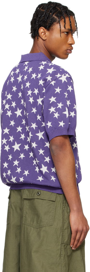Polo skjorte Needles NEEDLES Short Sleeve Star Knit Polo Lilla | QV375, 2