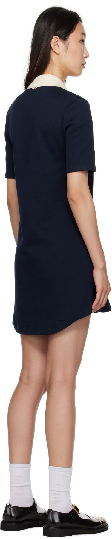 Kjole Thom Browne Thom Browne Double Face Knit Polo Minidress Mørkeblå | FJD129A-J0223, 2