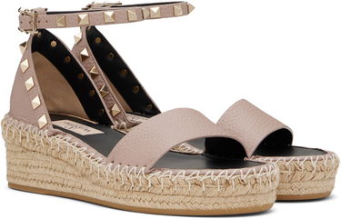 Skopleje Valentino Valentino Garavani Double Rockstud Espadrille Wedge Sandals Lyserød | 6W2S0HB1VTO, 3