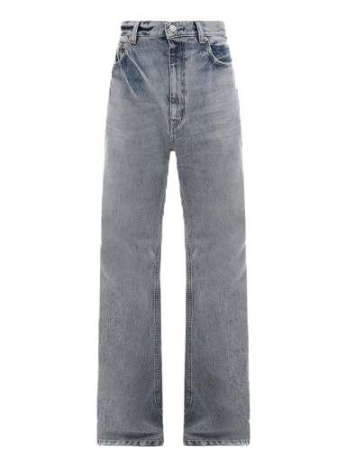 Jeans Balenciaga Back Logo Patch Cotton Jeans Blå | 697829TMW26#4437