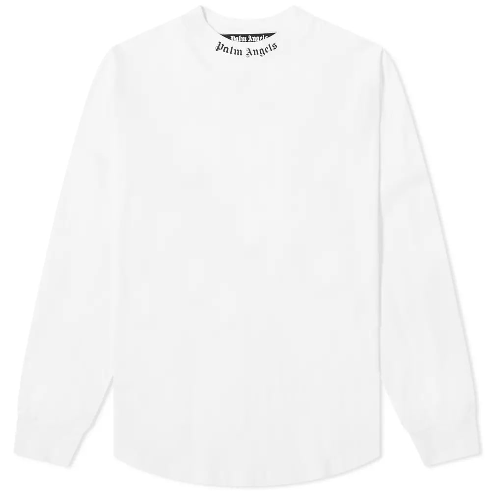 T-shirt Palm Angels Long Sleeve Logo Mock Neck Tee Hvid | PMAB001R21JER0010110, 0