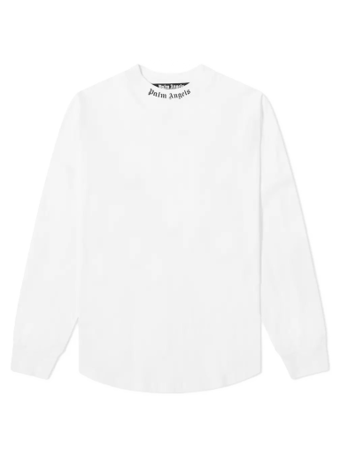 T-shirt Palm Angels Long Sleeve Logo Mock Neck Tee Hvid | PMAB001R21JER0010110