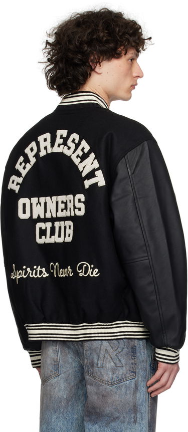 Bomberjakke Represent Clo Represent 'Owners Club' Varsity Bomber Jacket Sort | MLM100231, 2