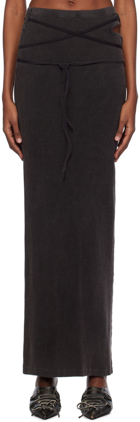 Nederdel Ottolinger Ottolinger Rib Knit Maxi Skirt Sort | 408001
