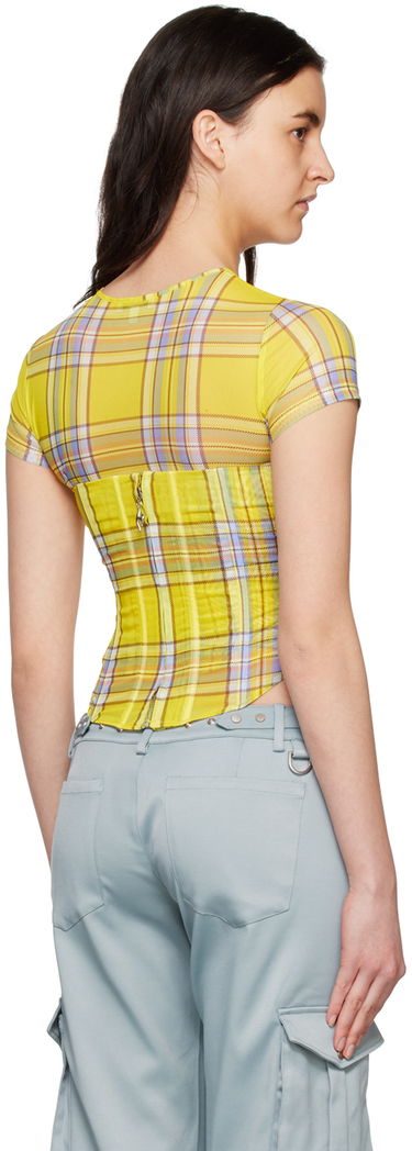 Crop top Miaou Miaou Peri Plaid Corset T-Shirt Gul | 7018PM1DNP, 2
