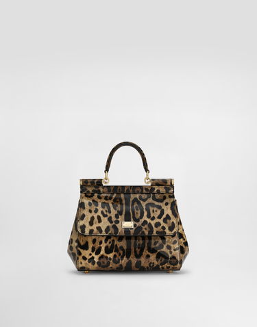 Håndtaske Dolce & Gabbana Dolce & Gabbana Leopard Print Patent Leather Top Handle Bag Flerfarvet | BB6003BM568HA93M, 0