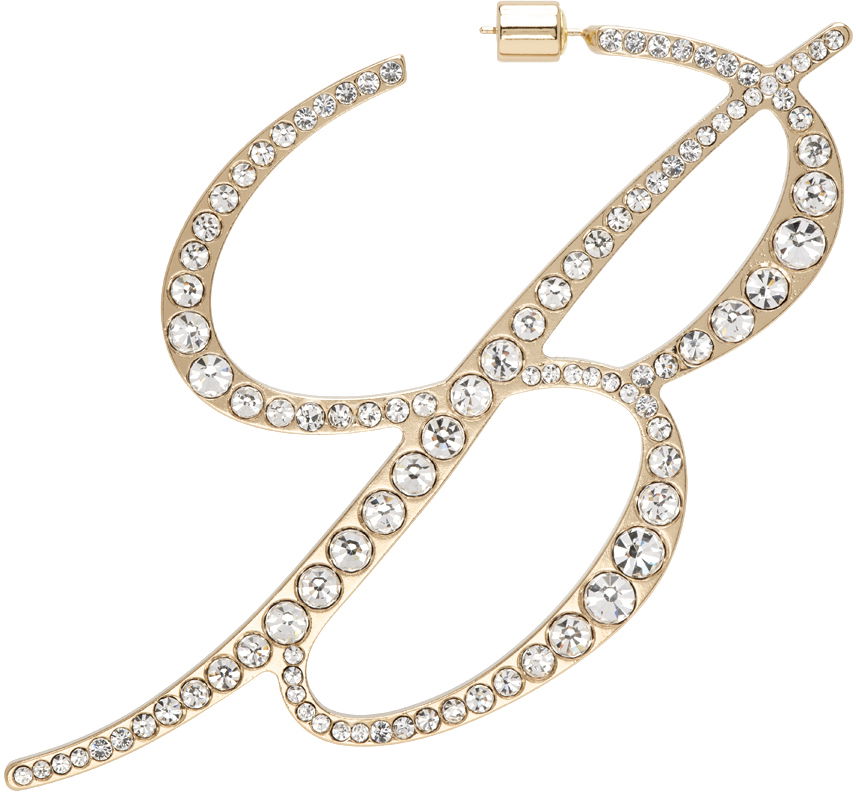 Øreringe Blumarine Crystal-Embellished "B" Monogram Single Earring Metalisk | P444W062A, 0