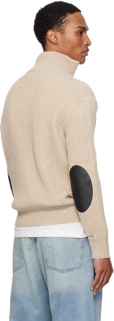 Sweater Maison Margiela MM6 Maison Margiela Ribbed Knit Zip Sweater Beige | SH0AM0064 M13138, 2