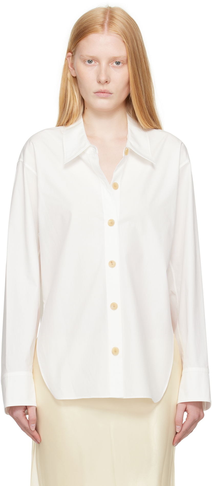 Skjorte Khaite Khaite Herschel Button-Down Shirt Hvid | 2379195