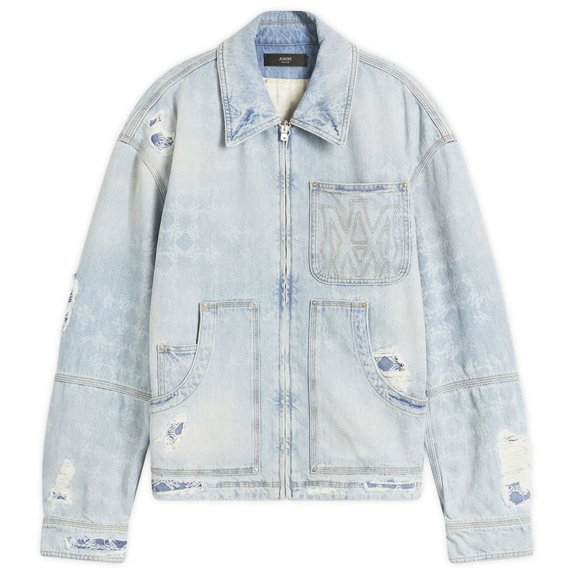 Jakke AMIRI AMIRI Repair Work Denim Jacket, Size Large Blå | AMDNWJ1014-FadedIndigo