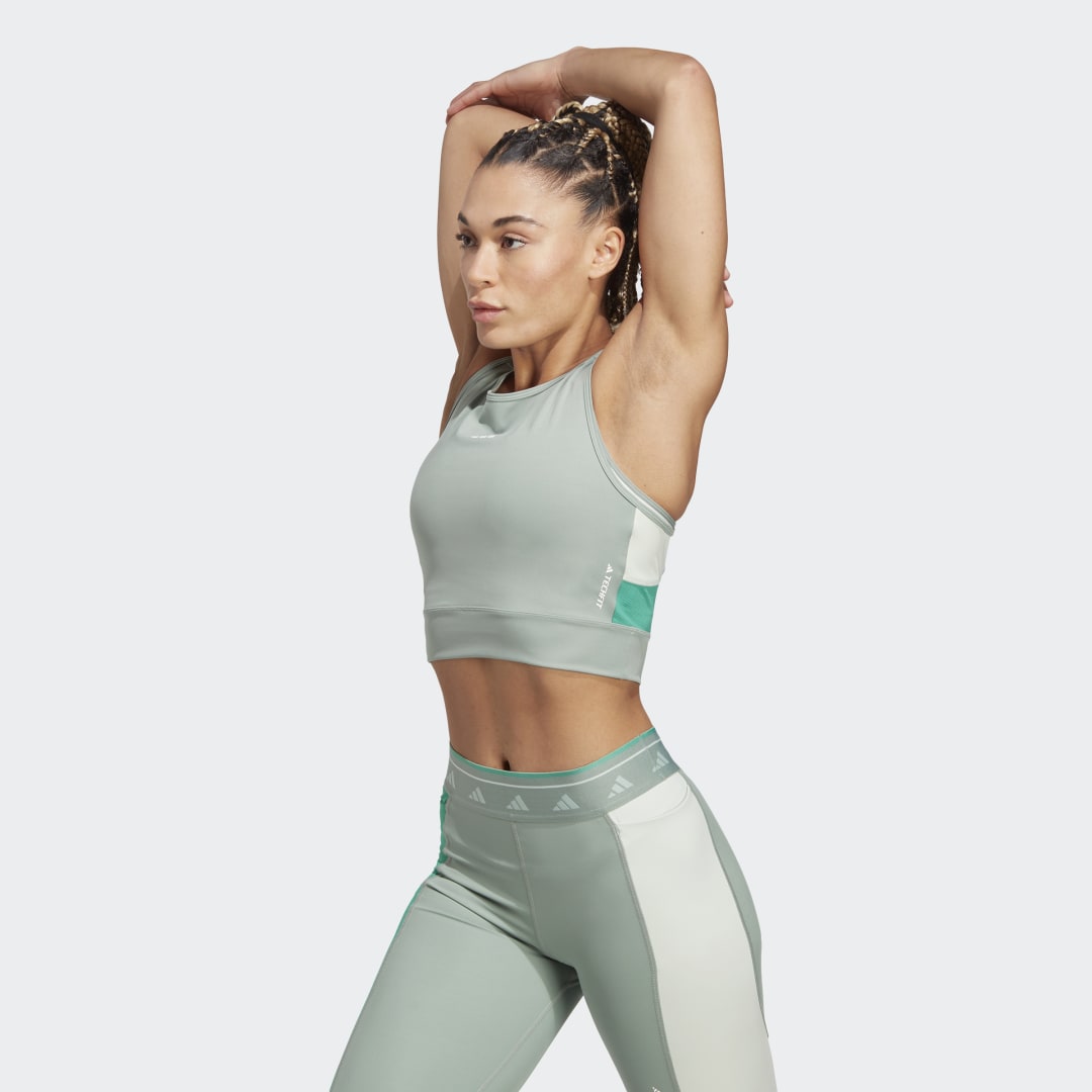 Crop top adidas Originals Techfit Crop Tank Top Grøn | IN5068, 0