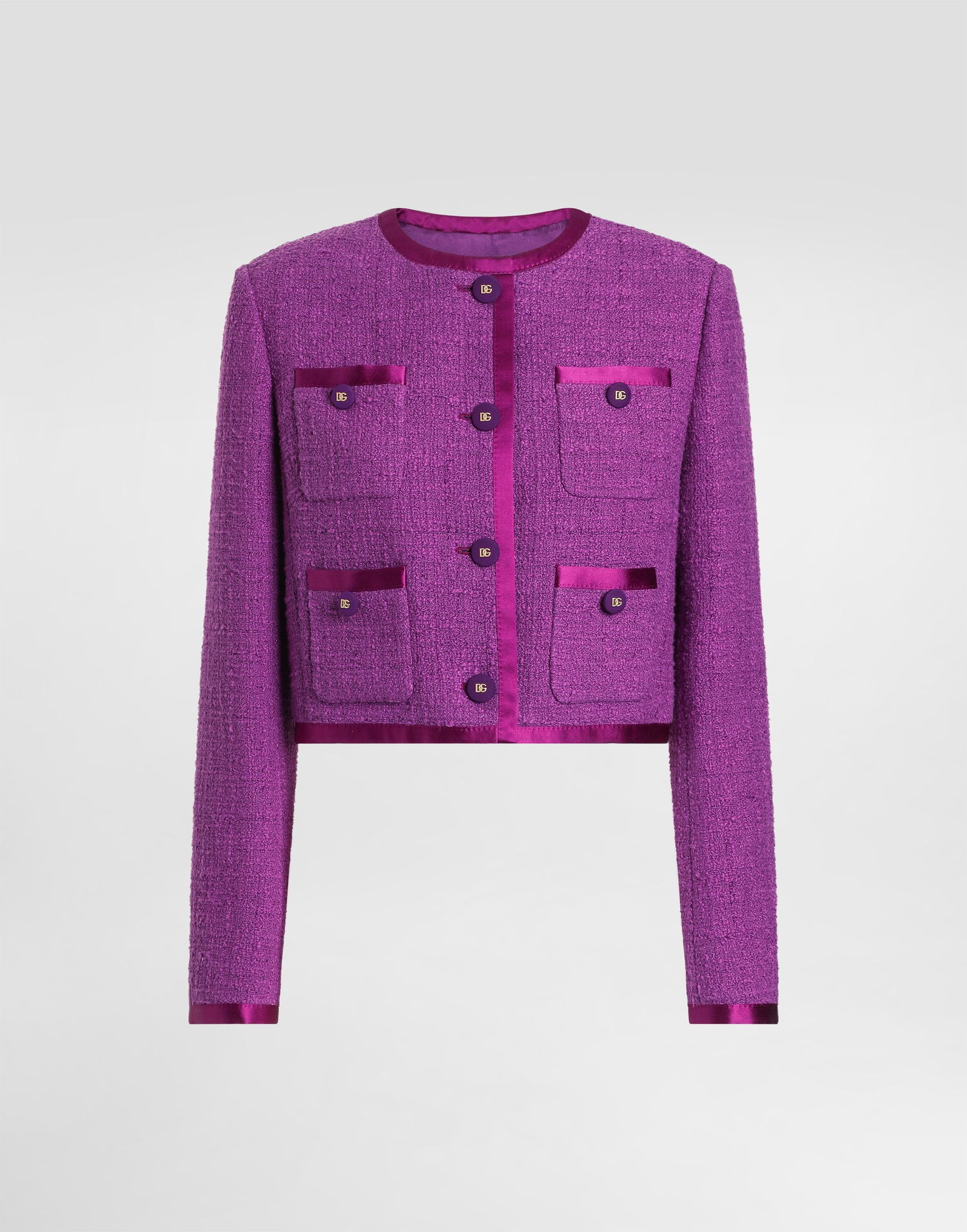 Jakke Dolce & Gabbana Dolce & Gabbana Rachel Tweed Single-Breasted Jacket Lilla | F27GOTFMTACF0571, 0