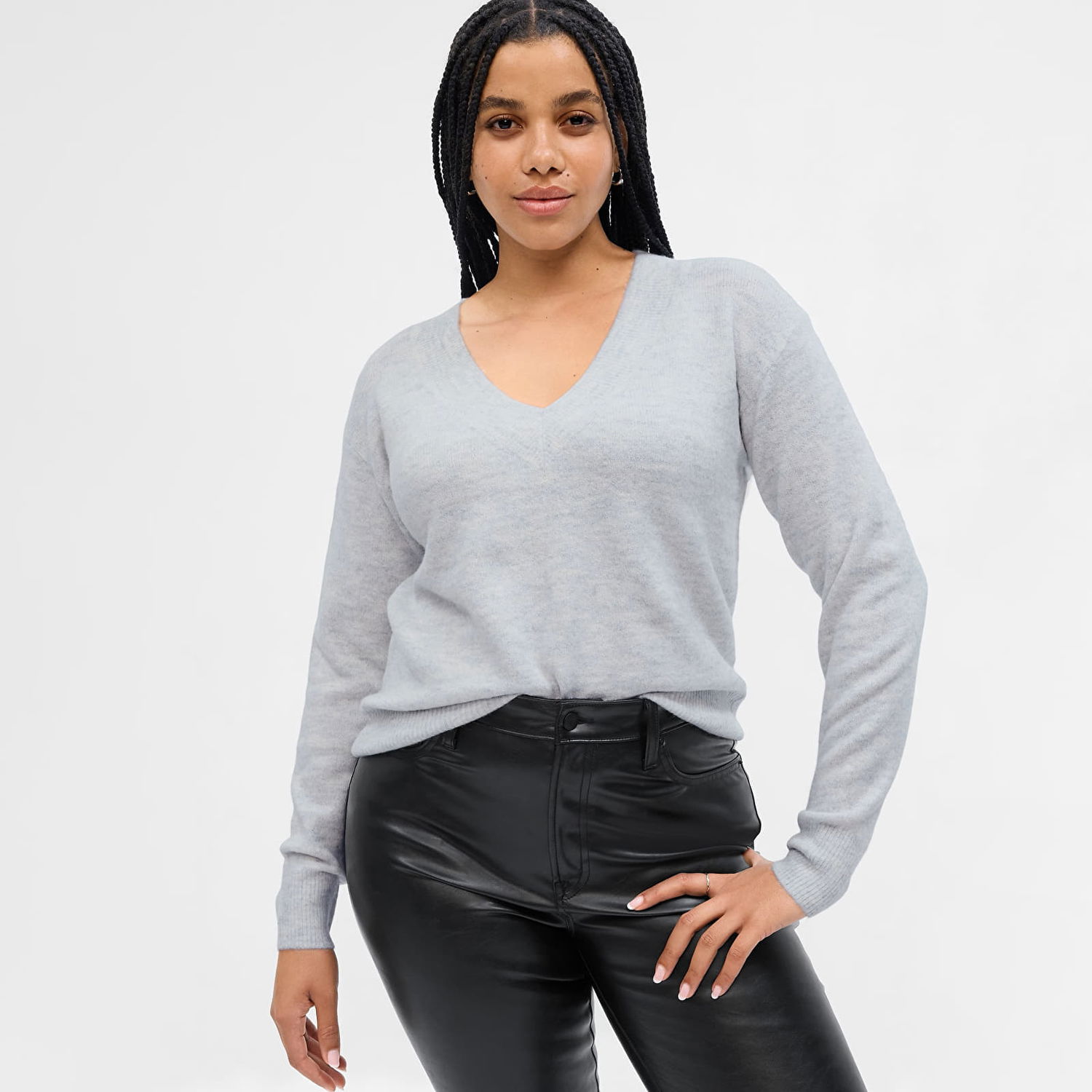 Sweater GAP Sweater V Neck Sweater Light Heather Grey S Grå | 750656-05, 0