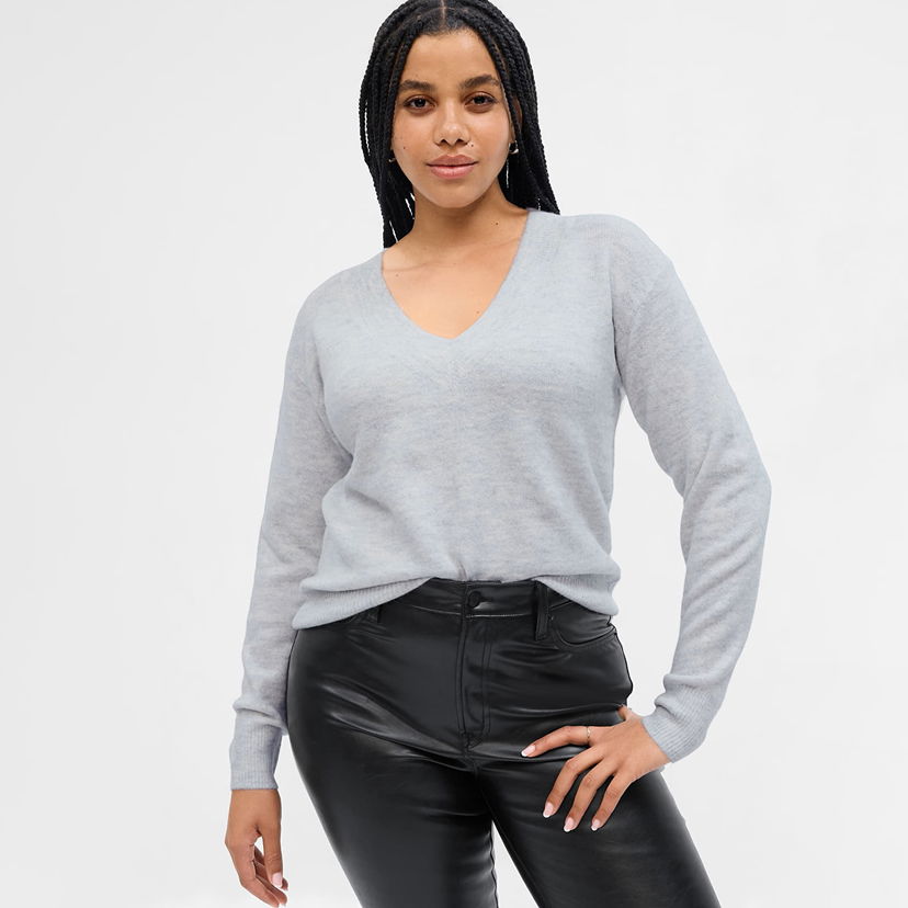Sweater GAP Sweater V Neck Sweater Light Heather Grey S Grå | 750656-05