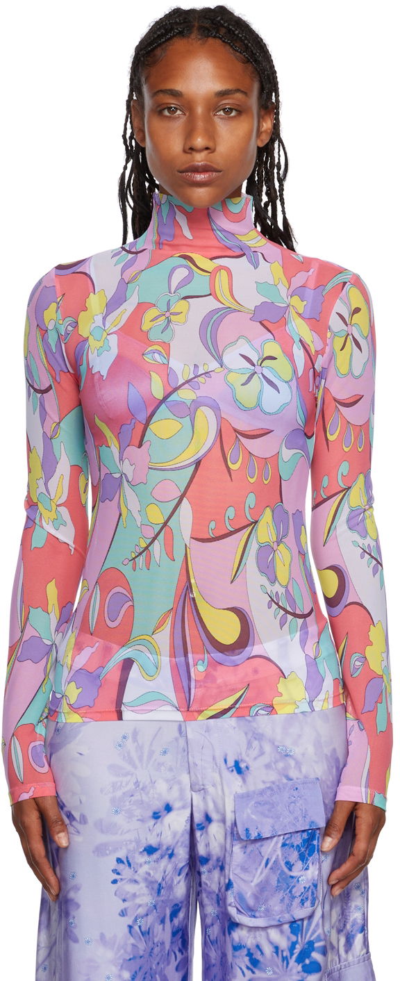 Sweater Collina Strada Collina Strada Cardio Nova Print Turtleneck Top Lyserød | XX3340 DEADSTOCK MESH