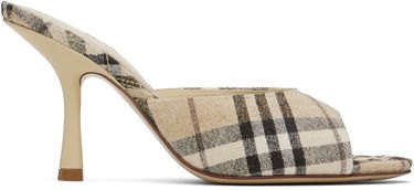 Tøj Burberry Burberry Check Linen Blend Mews High Heel Mules Beige | 8102491, 0