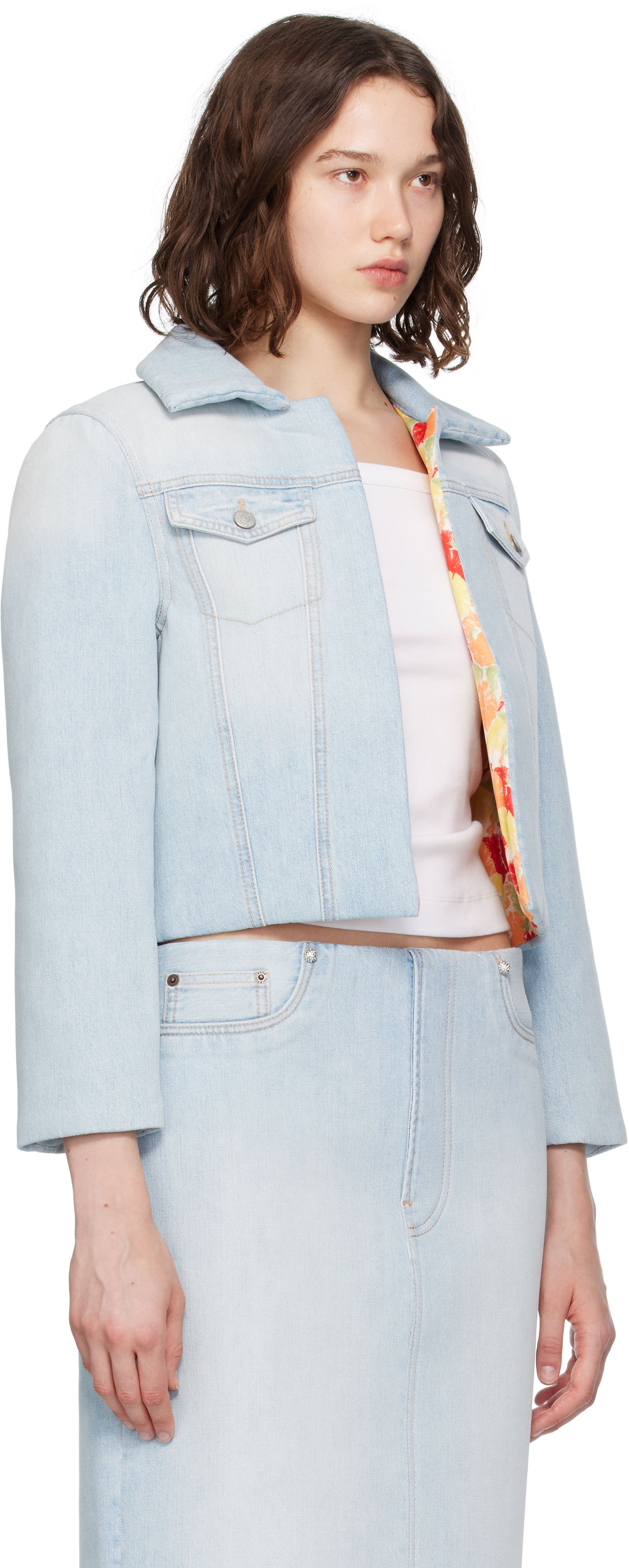Jakke Acne Studios Acne Studios Padded Cropped Denim Jacket Blå | A90642-, 1